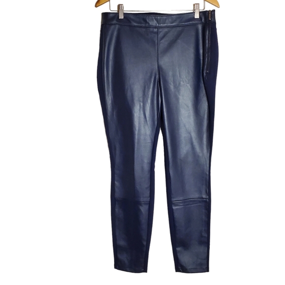 White House Black Market Pants - White House Black Market The Legging Faux Blue Leather, SIZE 10